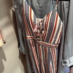 Striped Tie-Front Jumpsuit in Multi-Color